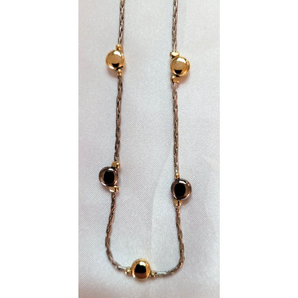 2 Pc Lot Necklace Stretch Bracelet Lot Twotone Goldtone Silvertone Metal Y2K - Picture 4 of 6